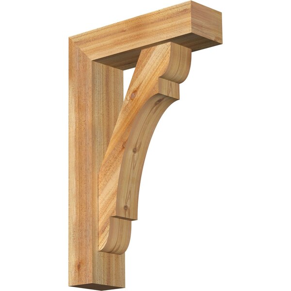 Ekena Millwork Olympic Block Rough Sawn Bracket w/ Offset Brace, Western Red Cedar, 6"W x 20"D x 32"H BKT0604X20X32OLY05RWR - main